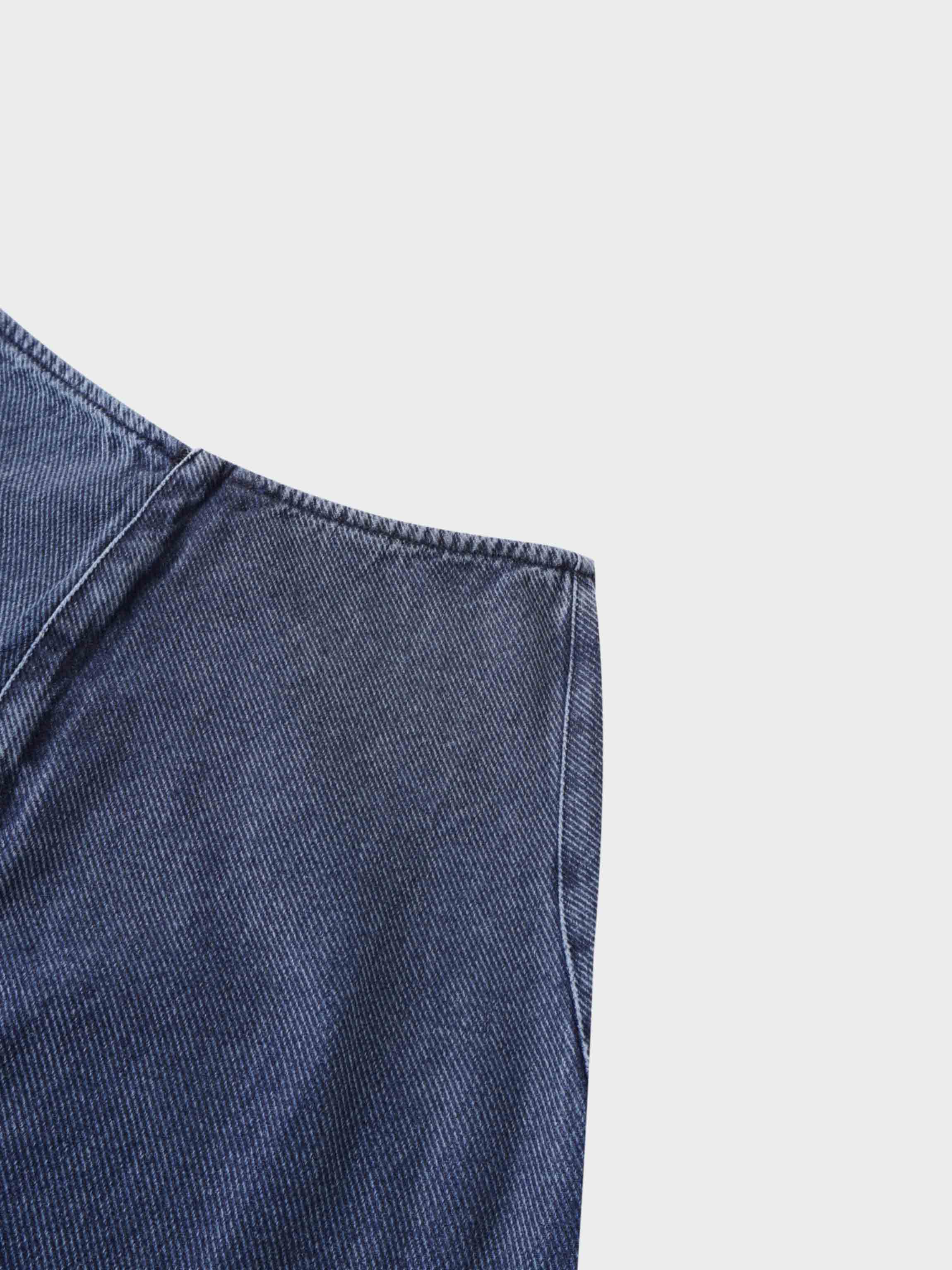 Seamed A-line Denim Skirt-Blue