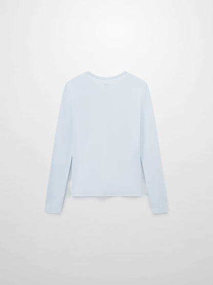 Soft Ribbed High V Tee-Light Blue