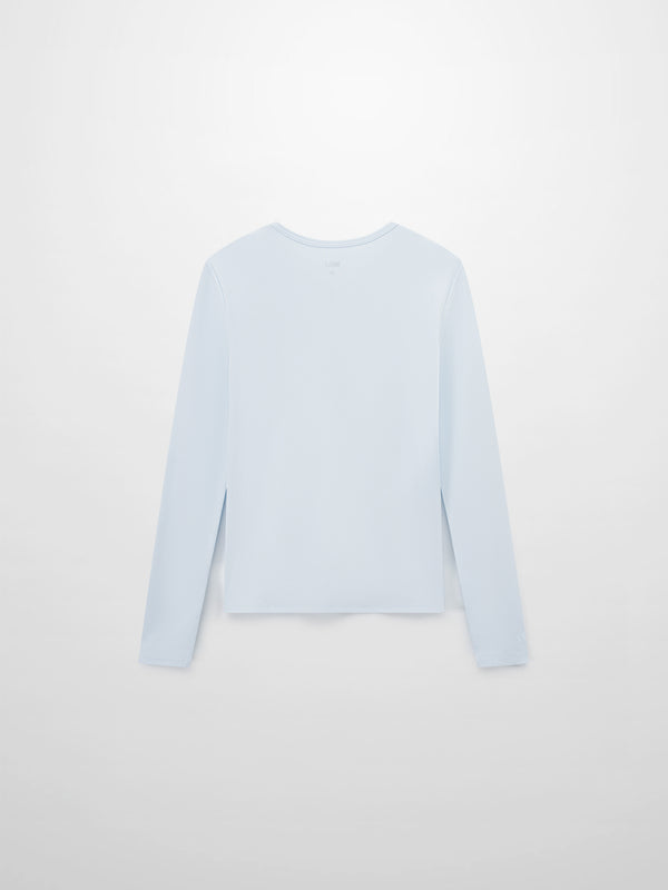 Soft Ribbed High V Tee-Light Blue