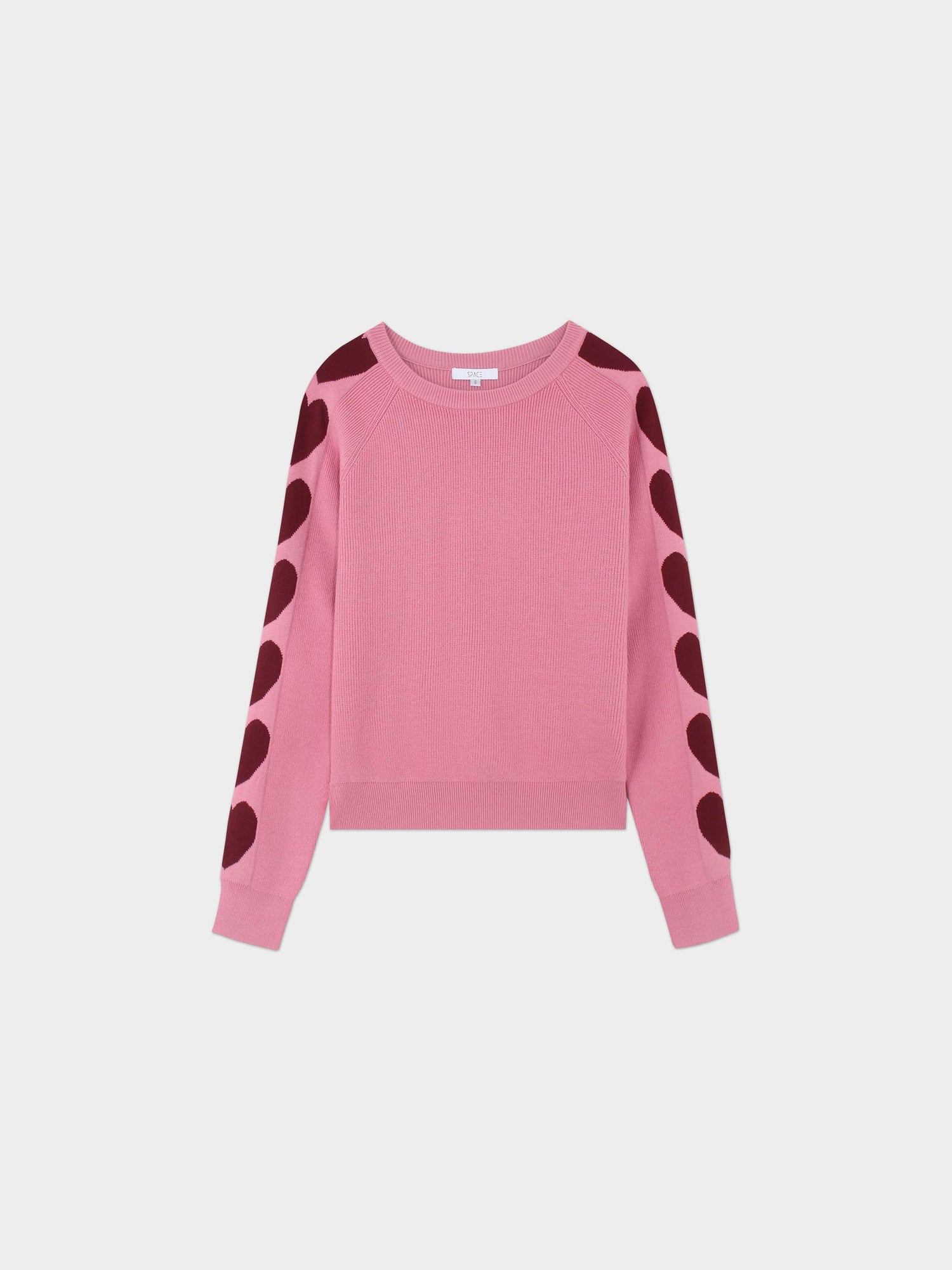 Heart Sleeve Sweater-Pink/Maroon