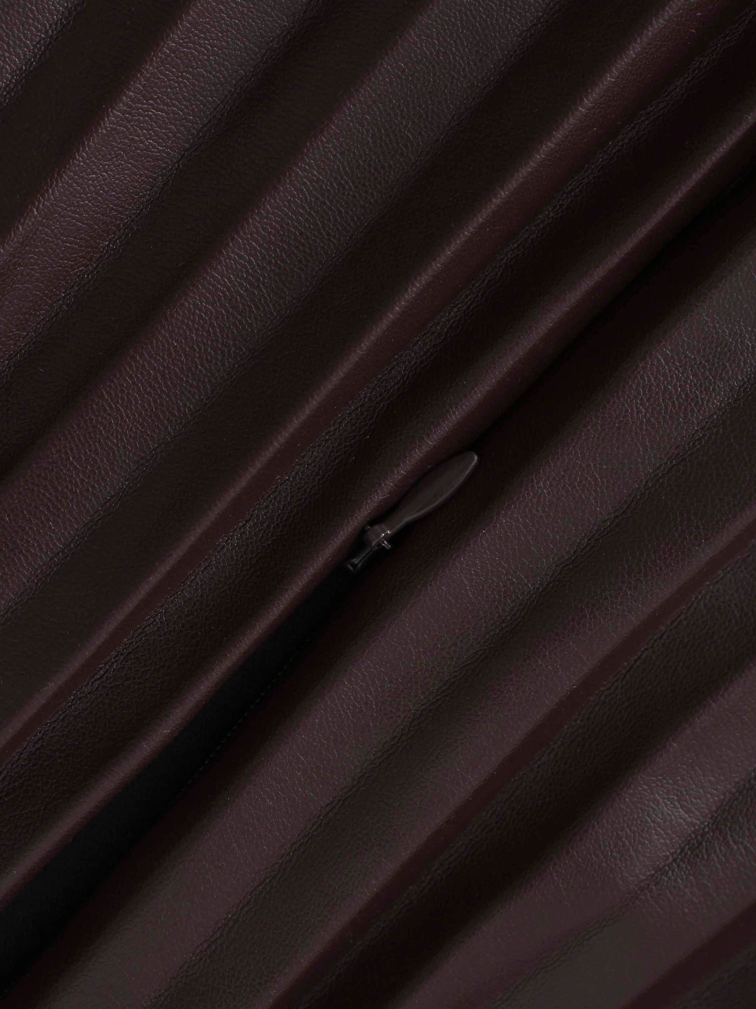 Accordion Pleated Faux Leather Skirt-Chocolate Brown