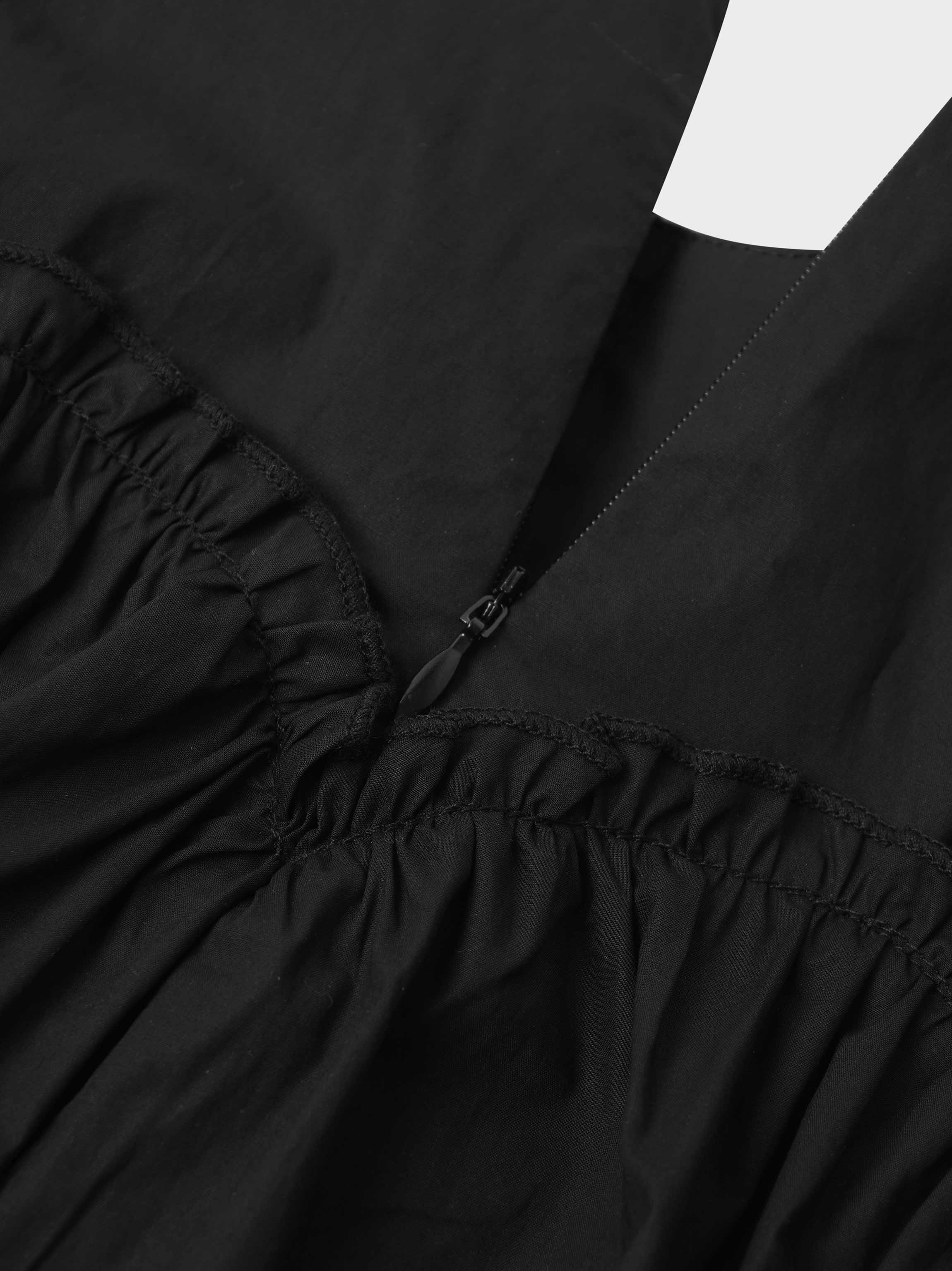 Yoke Ruffle Skirt-Black