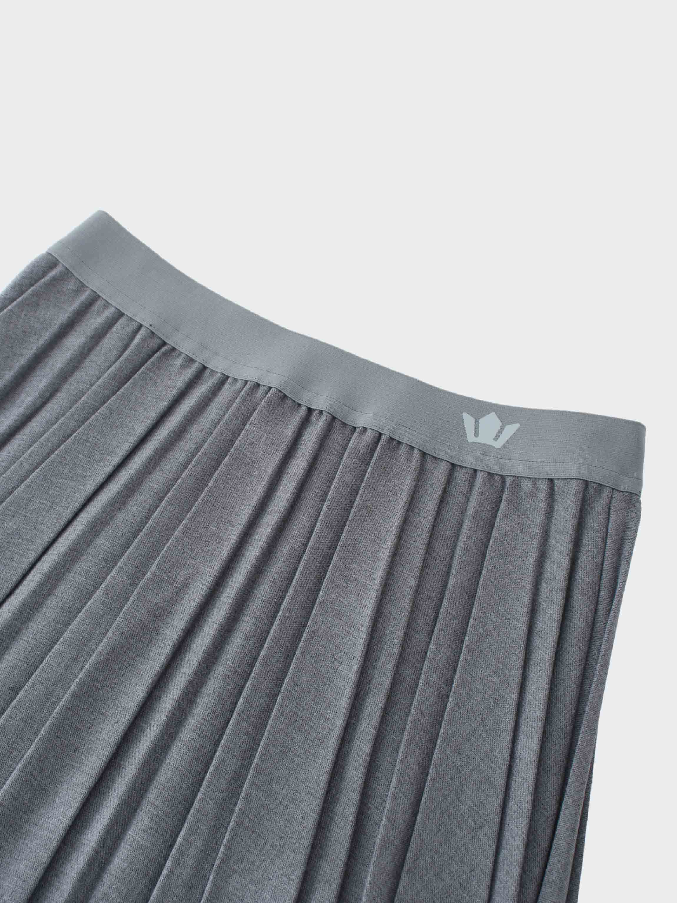 Merino Pleated Skirt-Grey