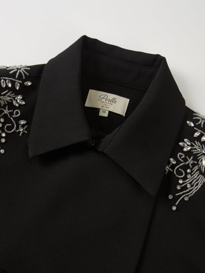 Crop Embelished Jacket - Black