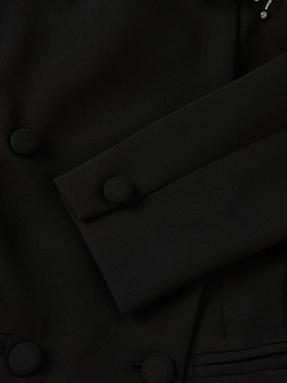 Crop Embelished Jacket - Black