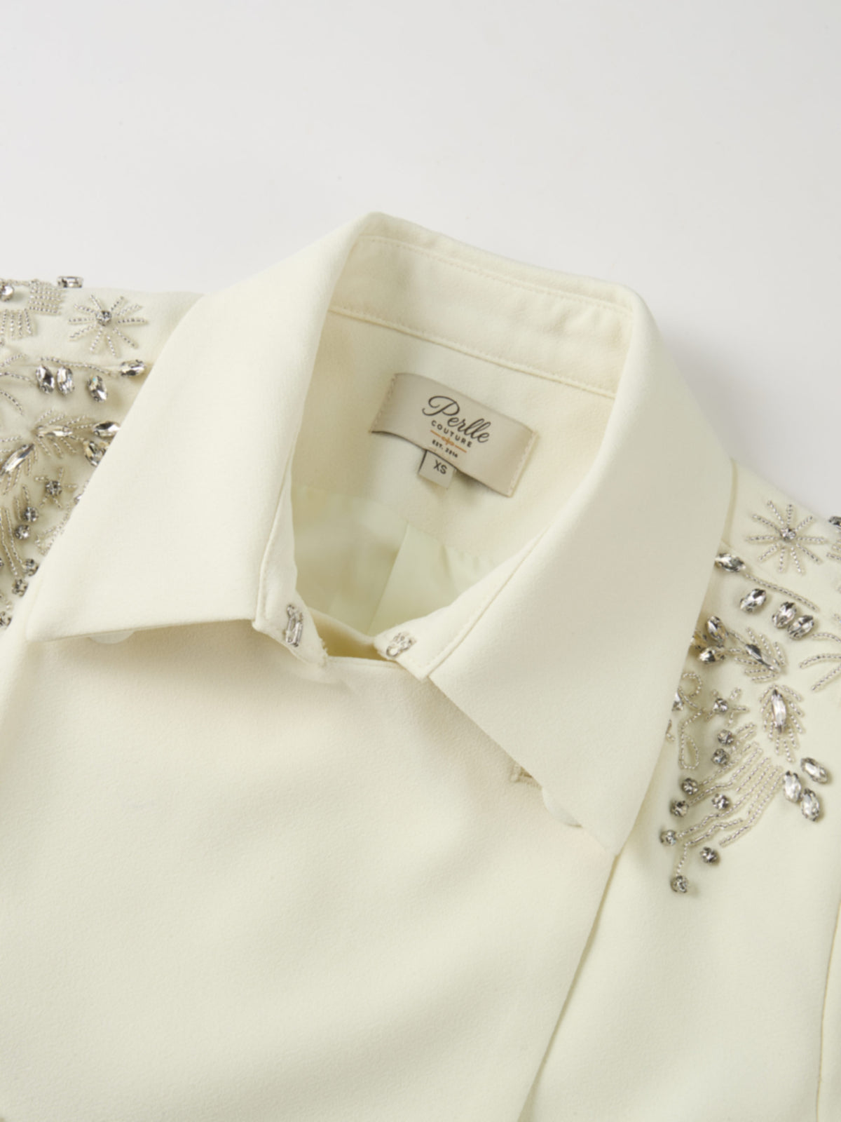 Crop Embelished Jacket - Cream