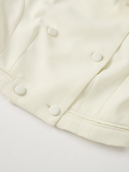 Crop Embelished Jacket - Cream