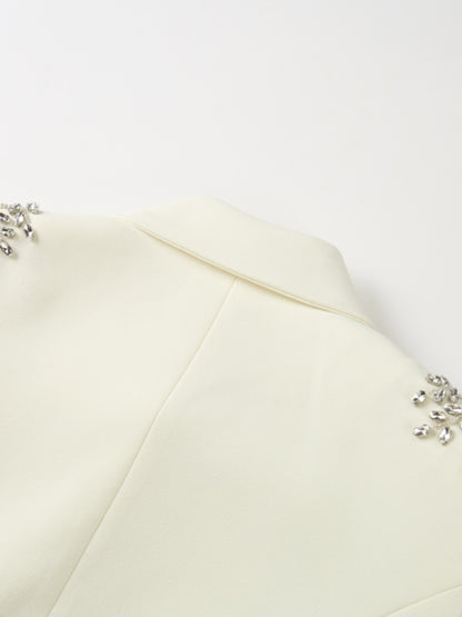 Crop Embelished Jacket - Cream