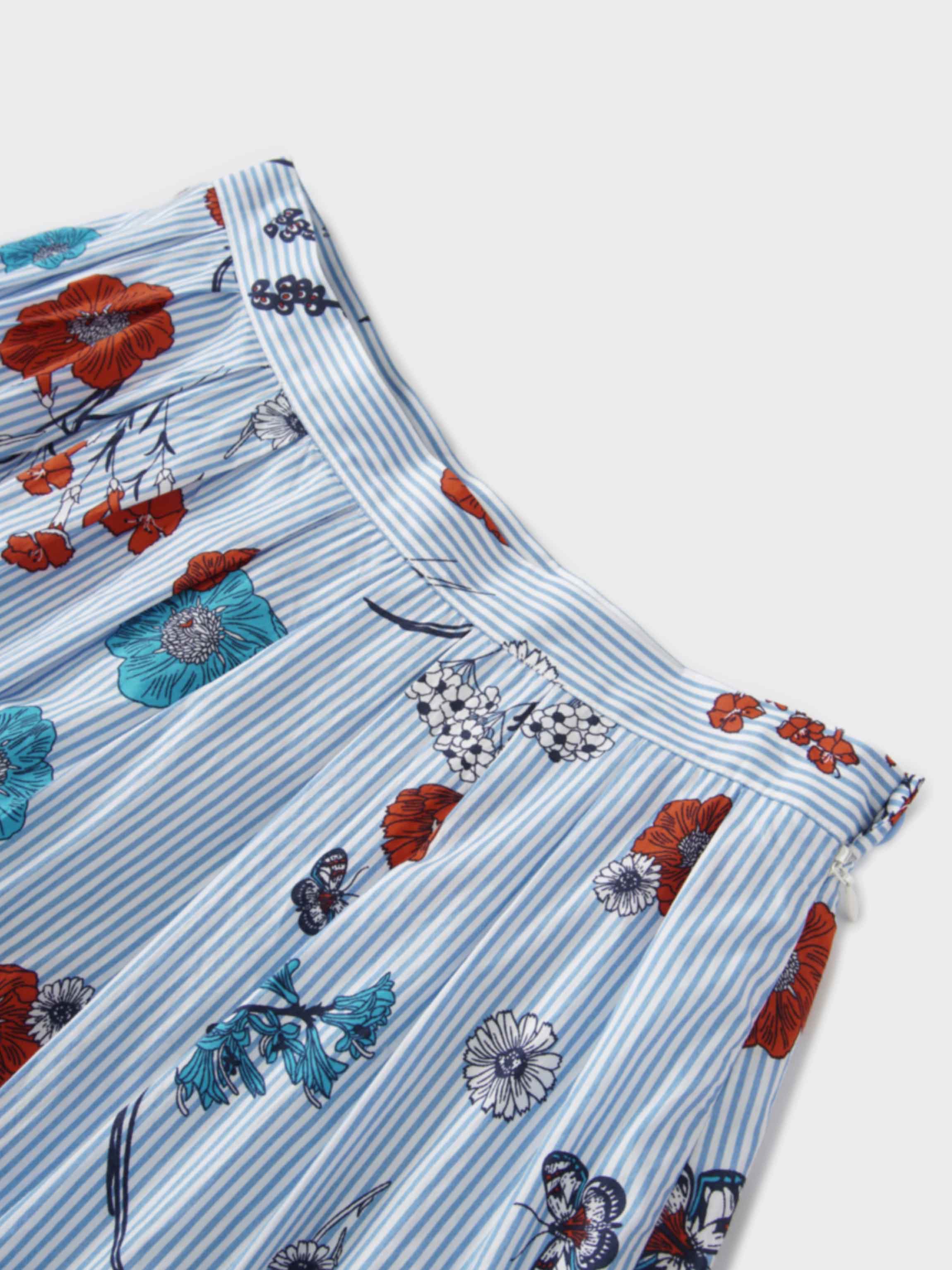 Cotton Prairie Skirt-Striped Floral