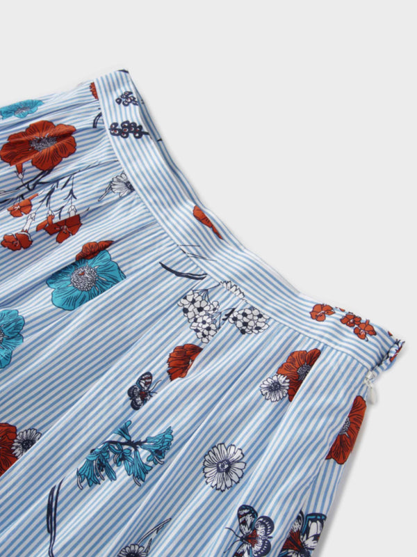 Cotton Prairie Skirt-Striped Floral