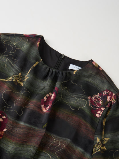 Waist Yoke Dress - Wave Floral