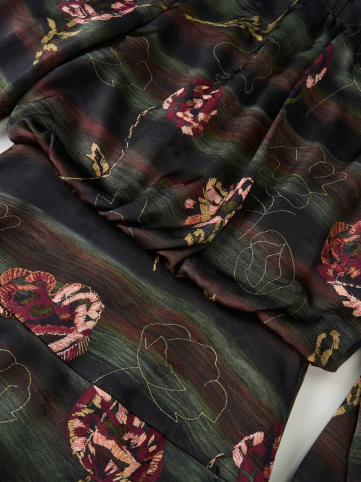 Waist Yoke Dress - Wave Floral