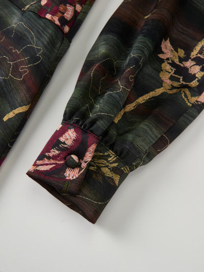 Waist Yoke Dress - Wave Floral