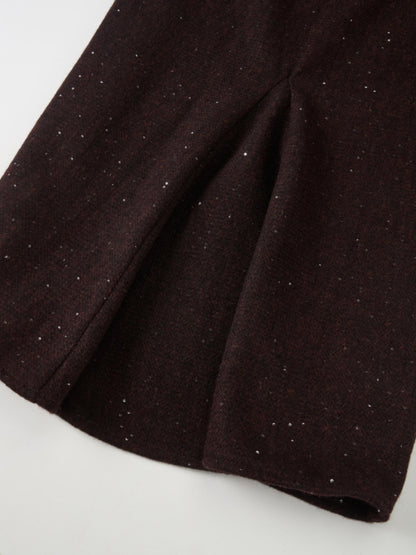 Tweed Sparkle Maxi Skirt - Burgundy/Black