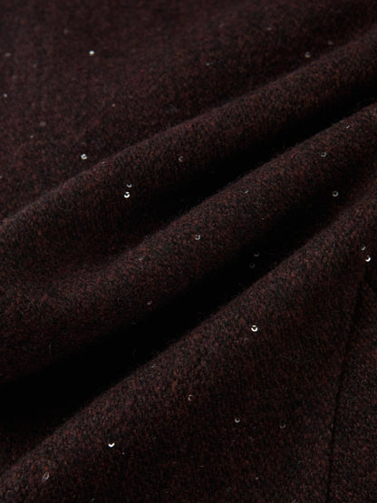 Tweed Sparkle Maxi Skirt - Burgundy/Black