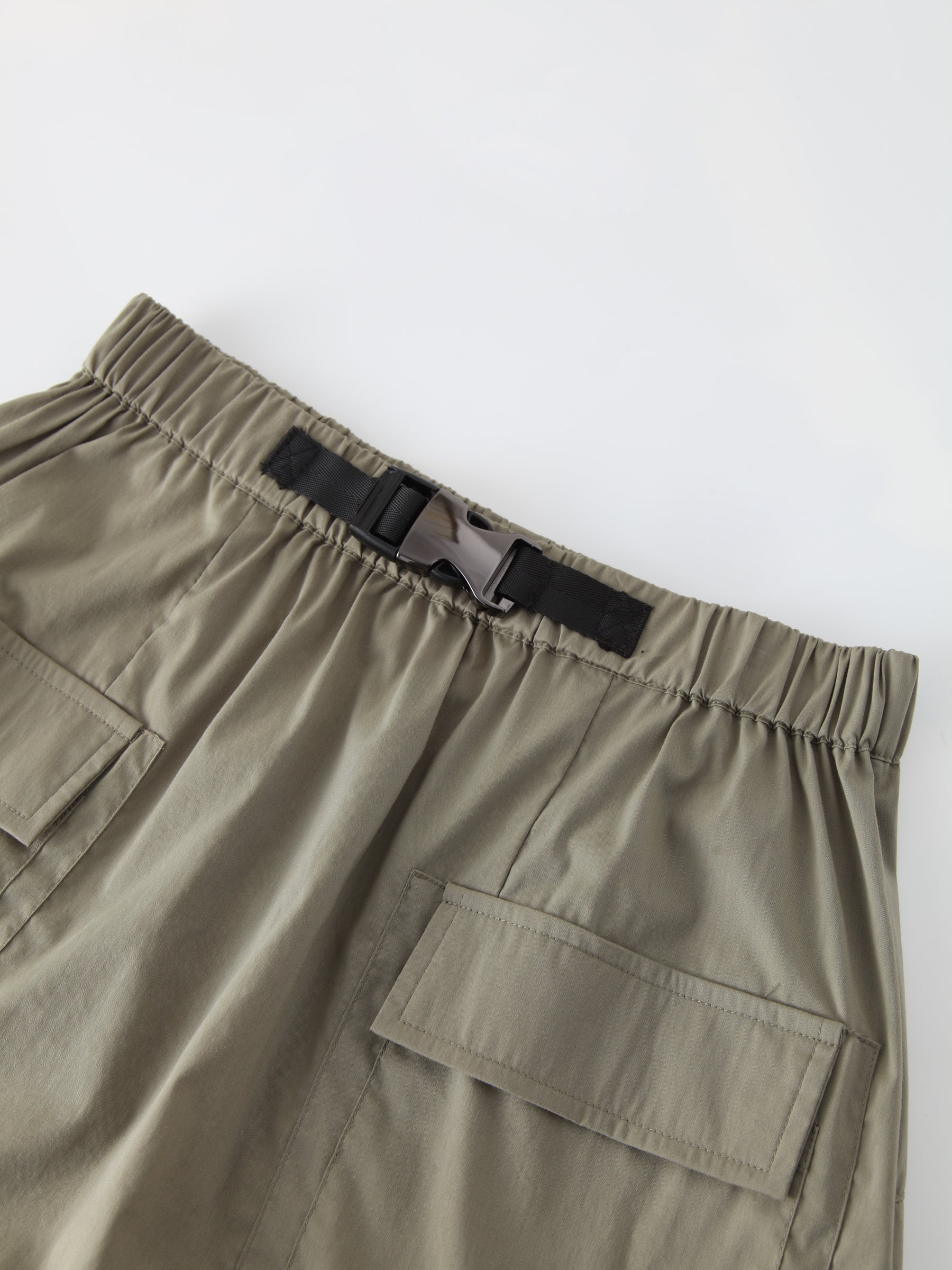 Buckle Cargo Skirt-Olive Green