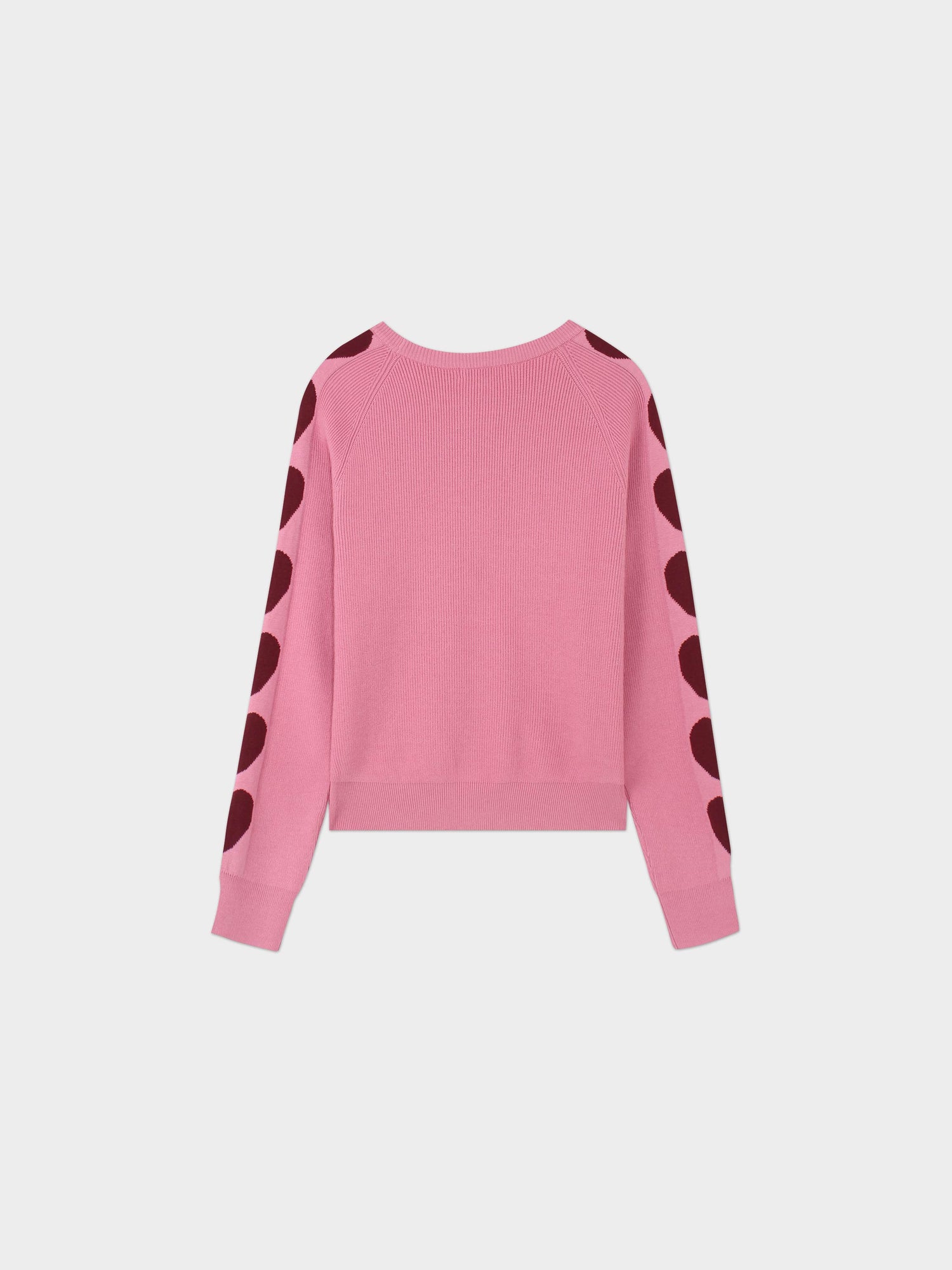 Heart Sleeve Sweater-Pink/Maroon