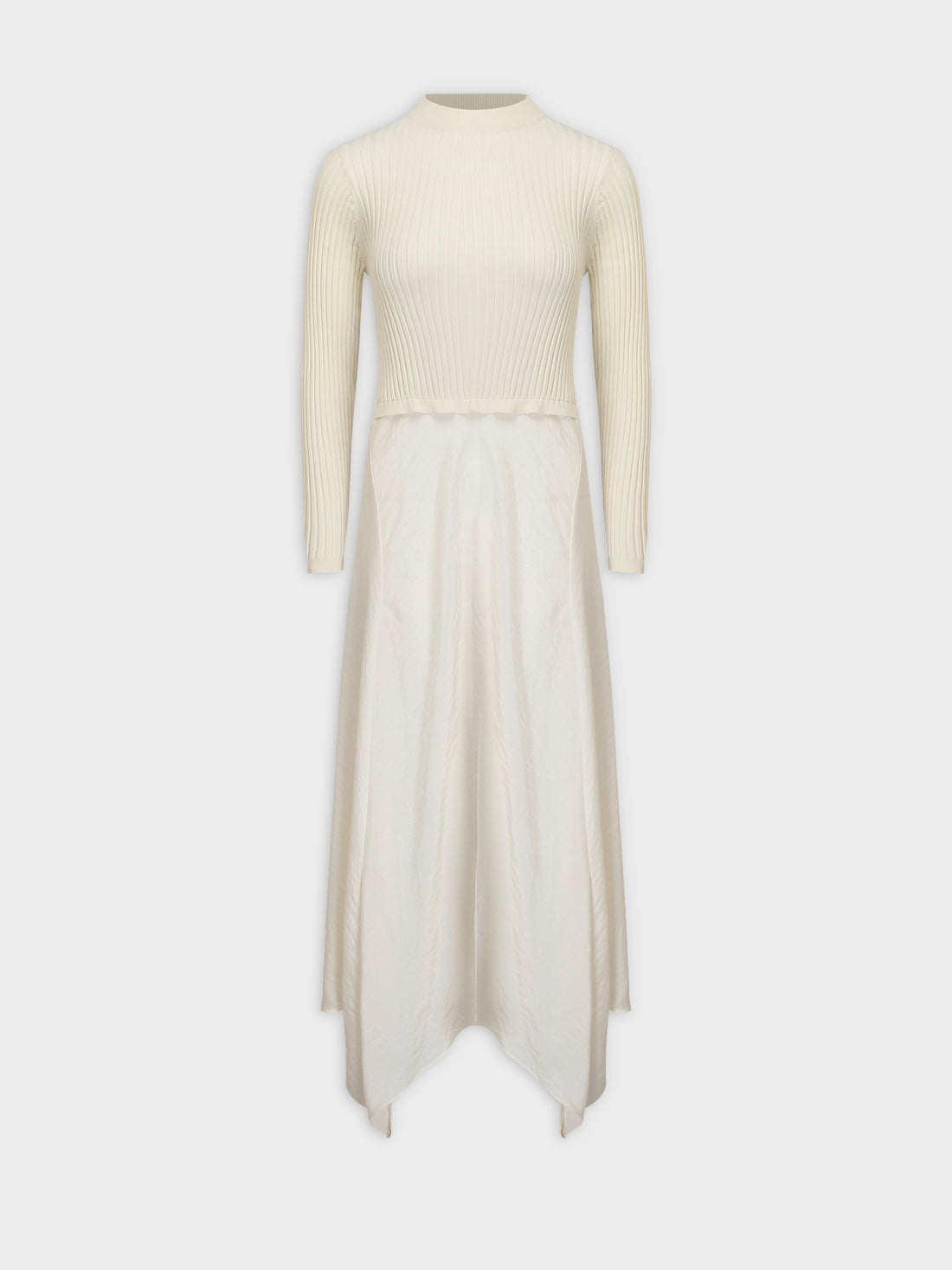 Crew Knit Satin Dress-Ivory