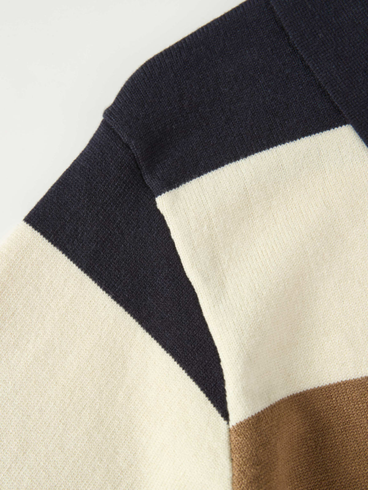 Knit Polo Top - Navy/Camel/Cream