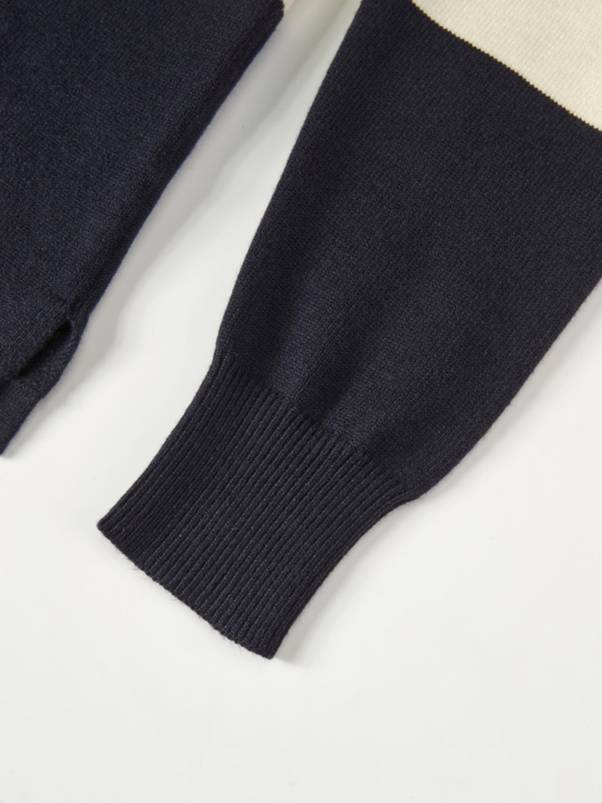 Knit Polo Top - Navy/Camel/Cream