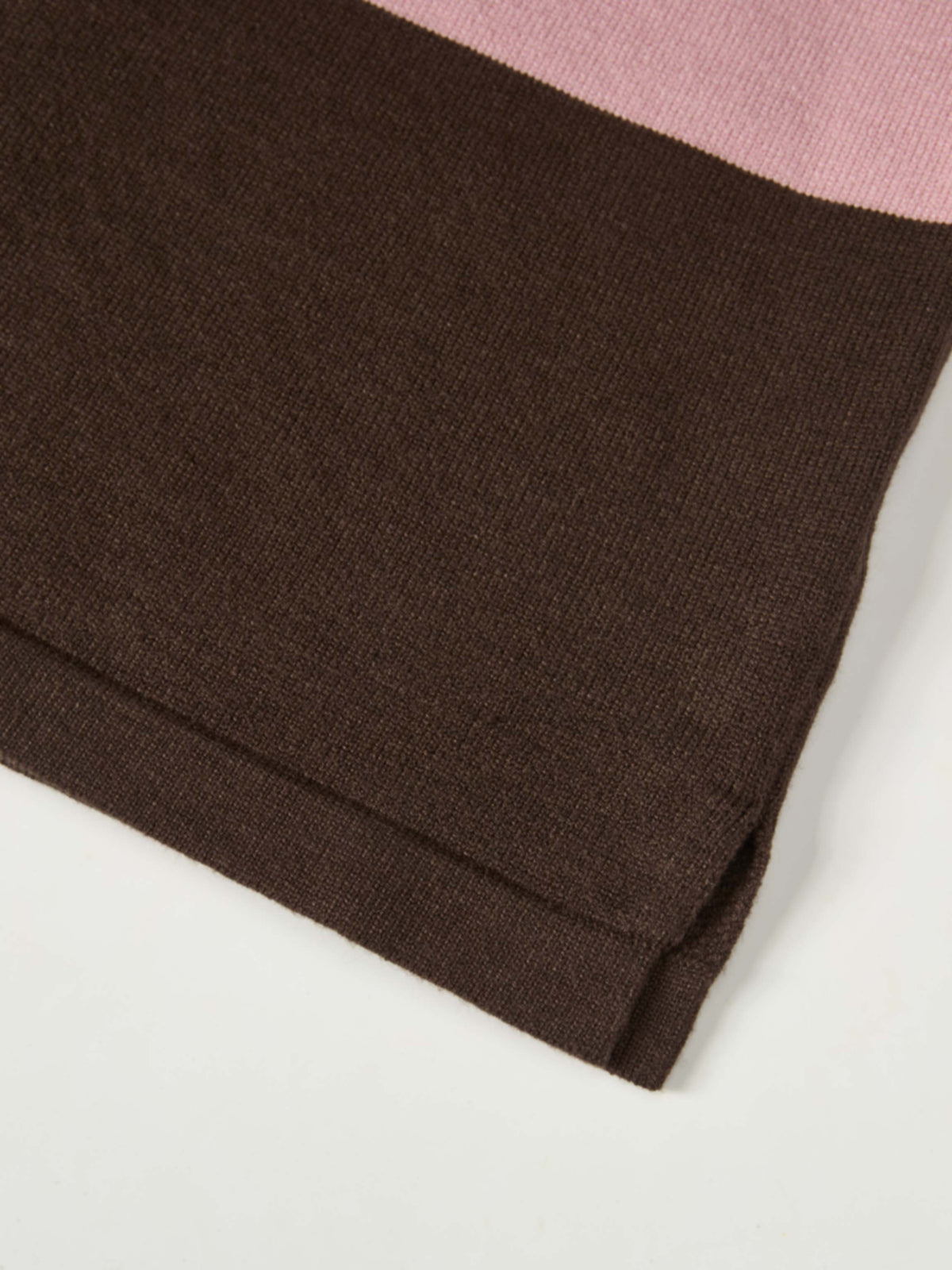 Knit Polo Top - Chocolate Brown/Pink/Cream