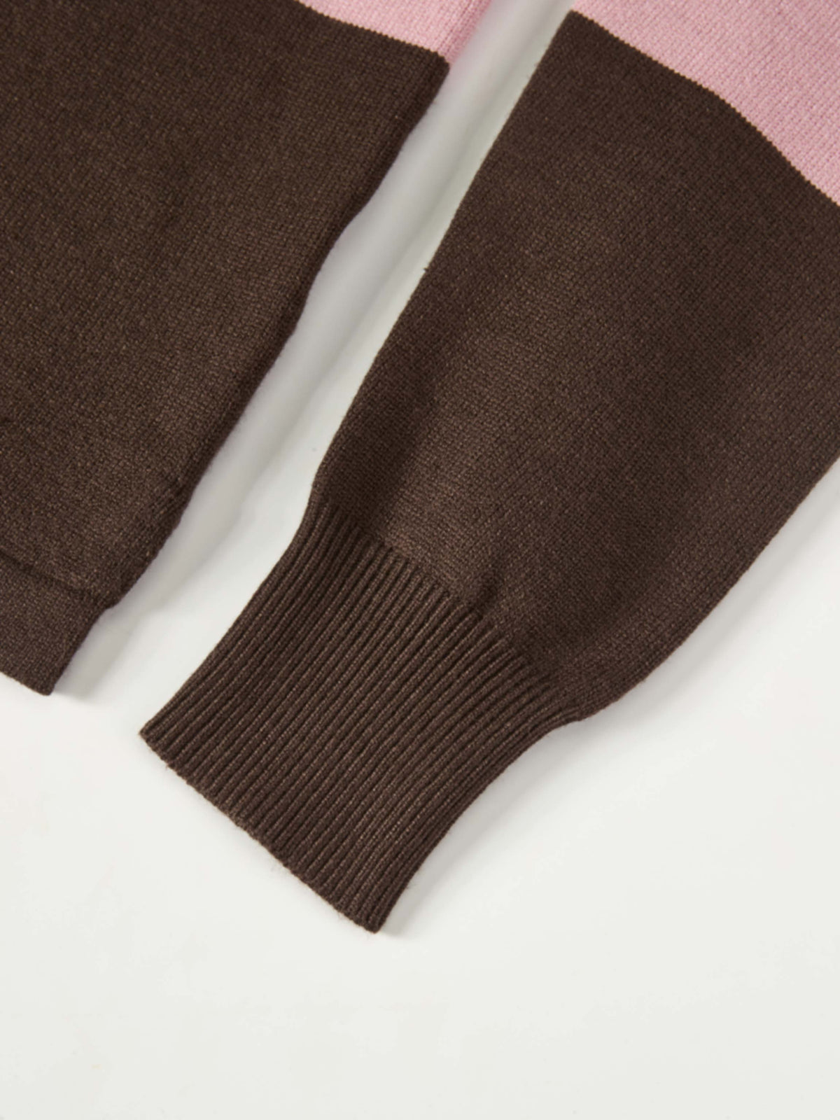 Knit Polo Top - Chocolate Brown/Pink/Cream