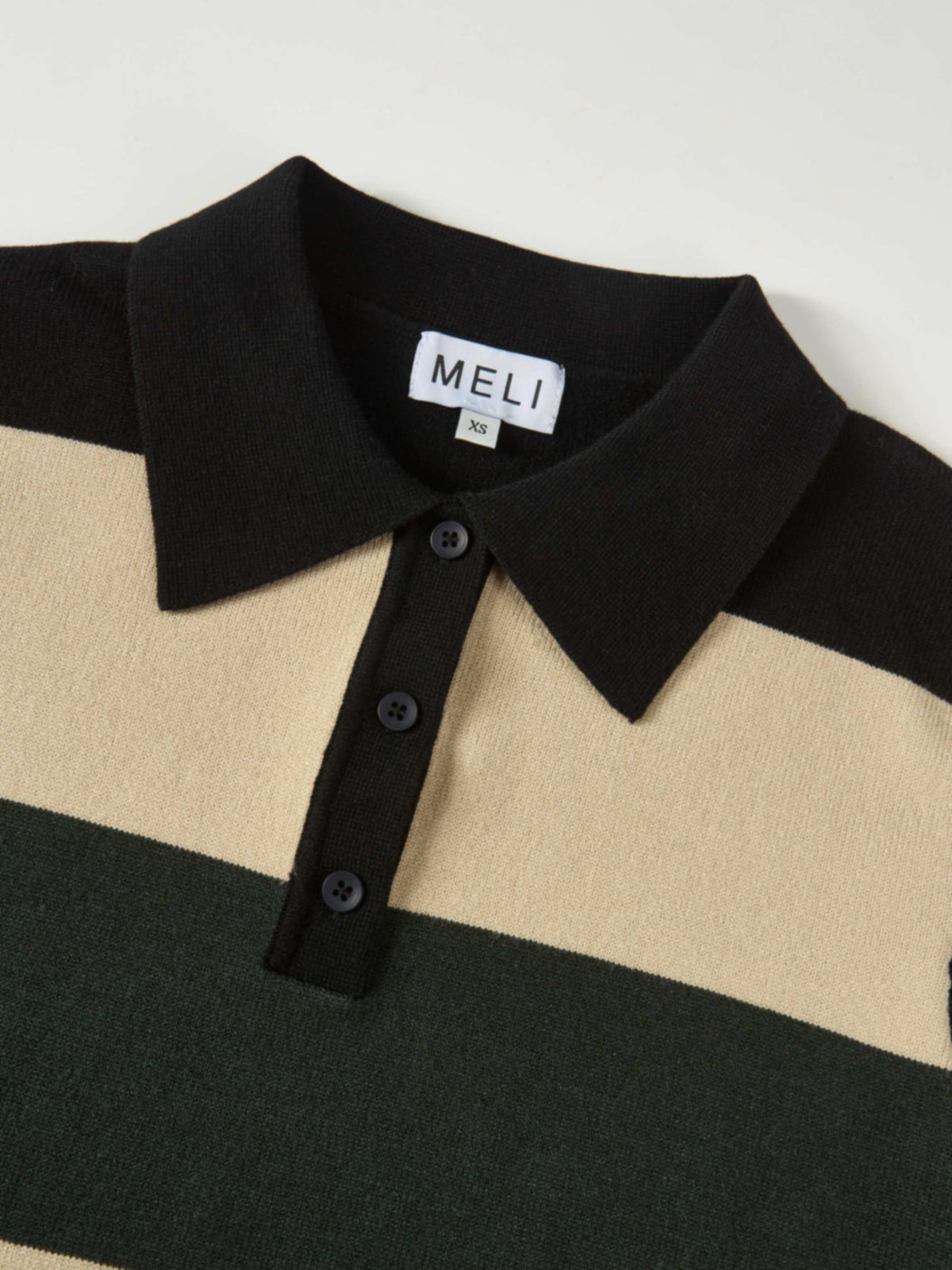 Knit Polo Top - Black/Oatmeal/Sage