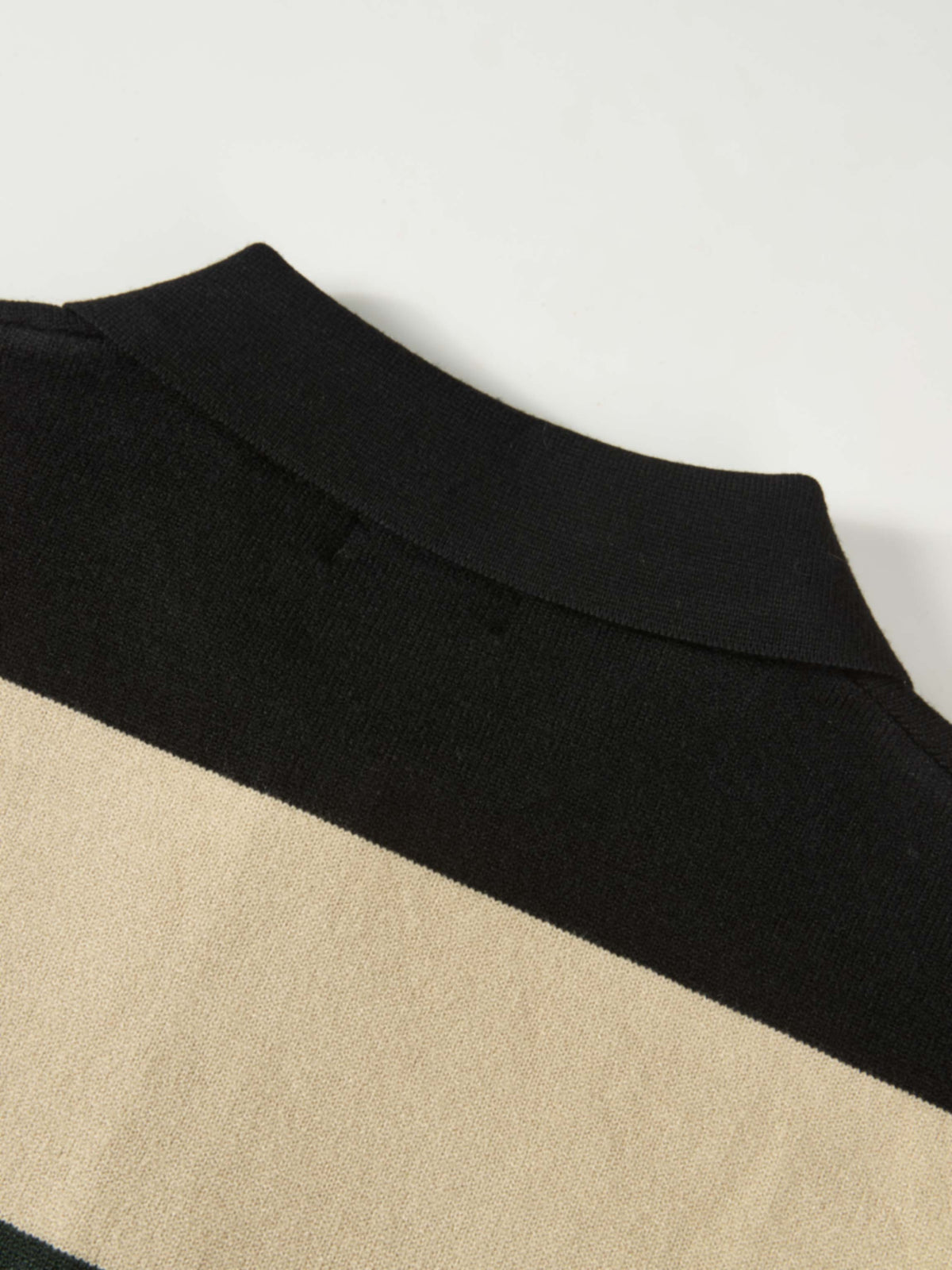 Knit Polo Top - Black/Oatmeal/Sage