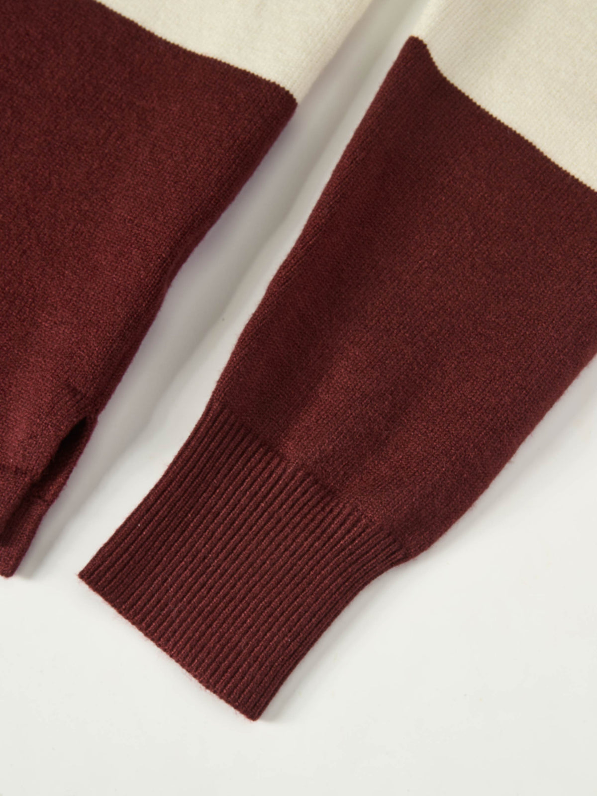 Knit Polo Top - Burgundy/Cream/Black