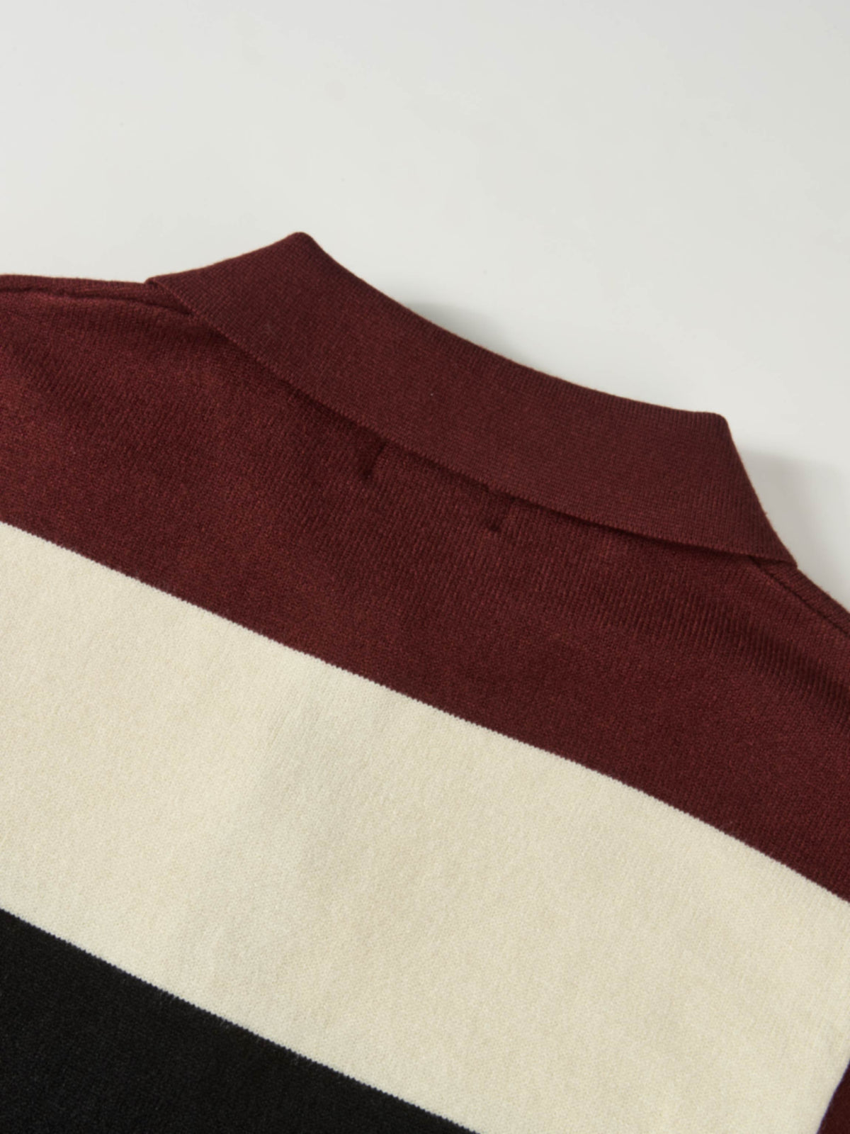 Knit Polo Top - Burgundy/Cream/Black