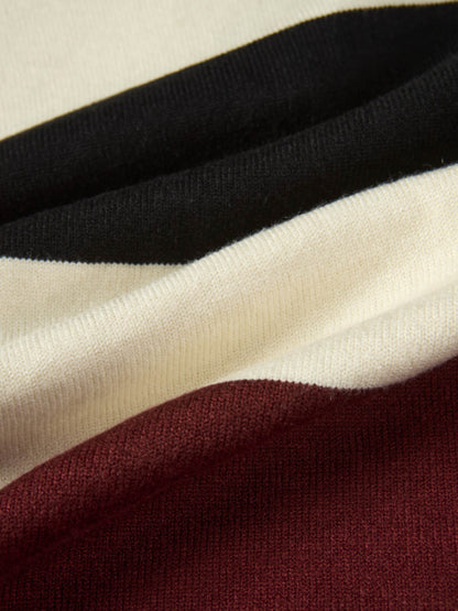 Knit Polo Top - Burgundy/Cream/Black