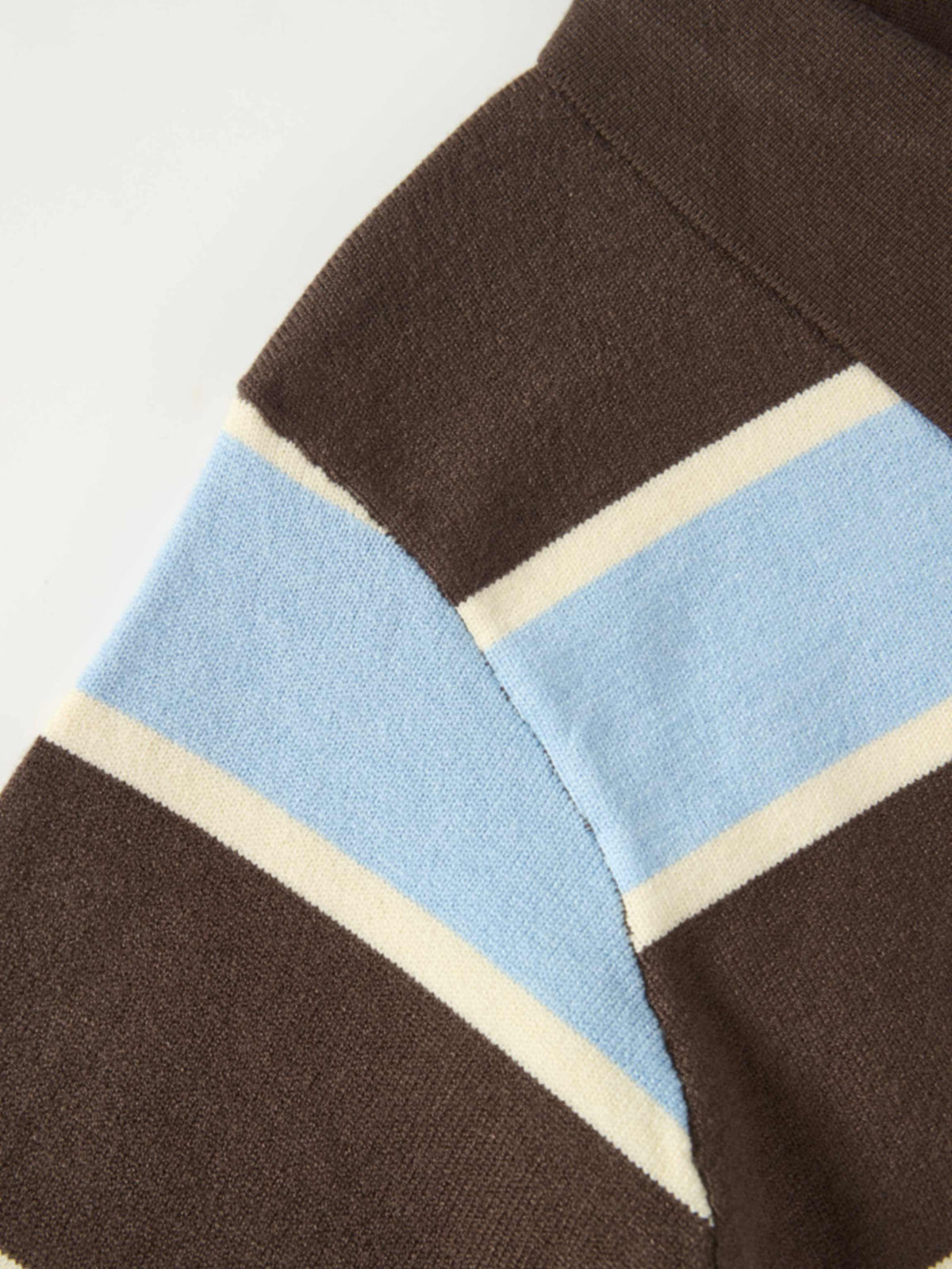 Knit Polo Top - Brown/Light Blue