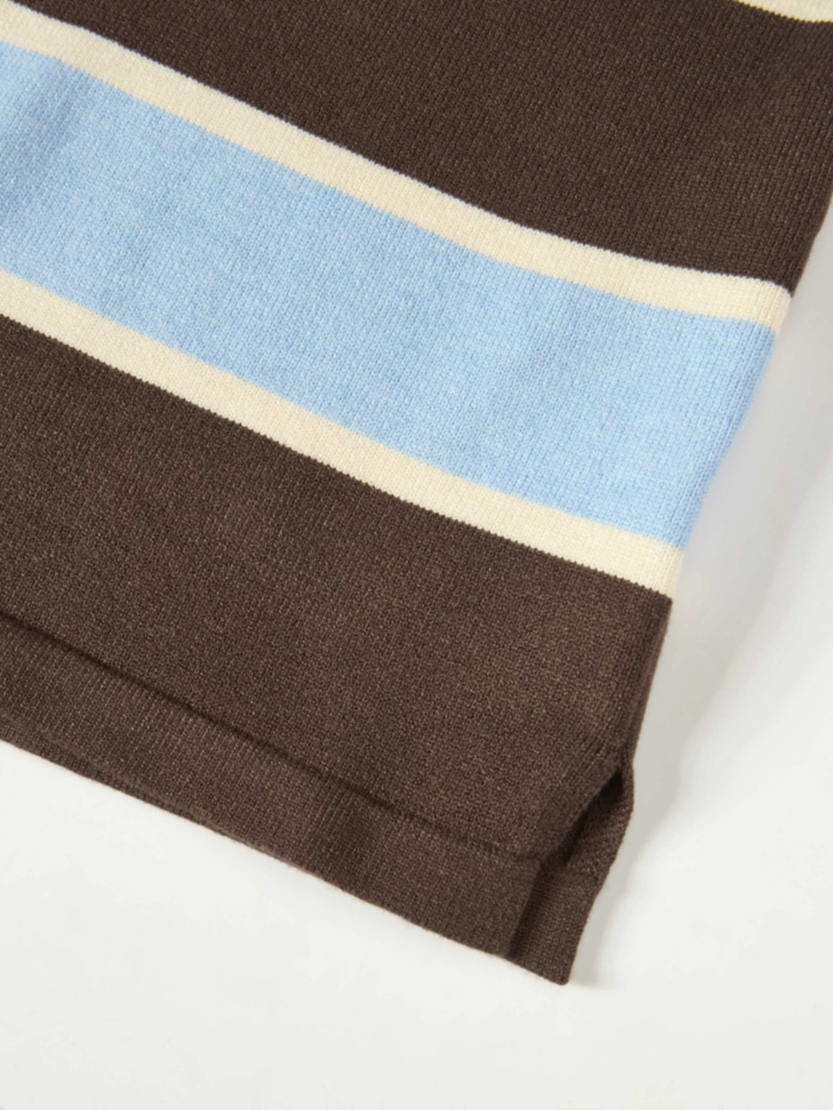Knit Polo Top - Brown/Light Blue