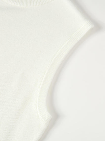 Sleeveless Basic Sweater - Cream