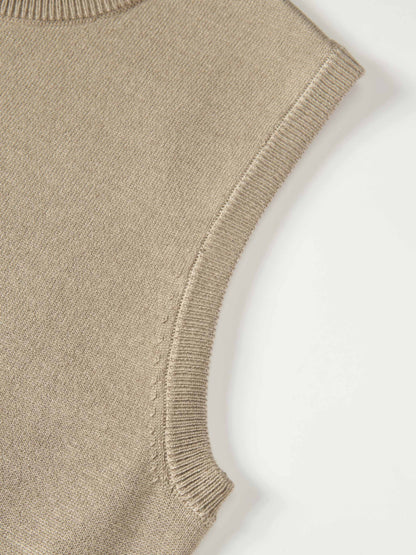 Sleeveless Basic Sweater - Warm Taupe