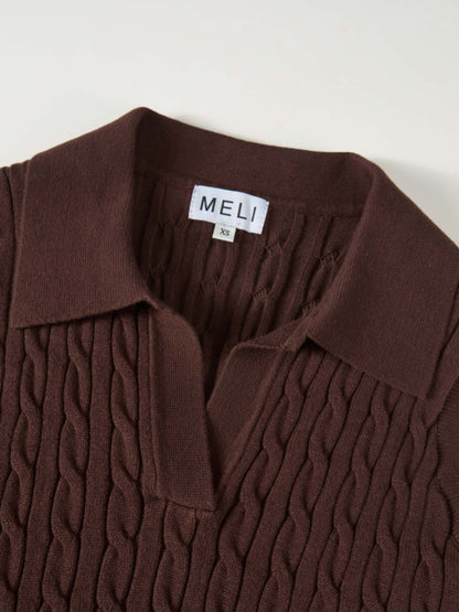 Cable Knit Vest - Brown
