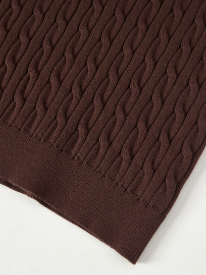 Cable Knit Vest - Brown