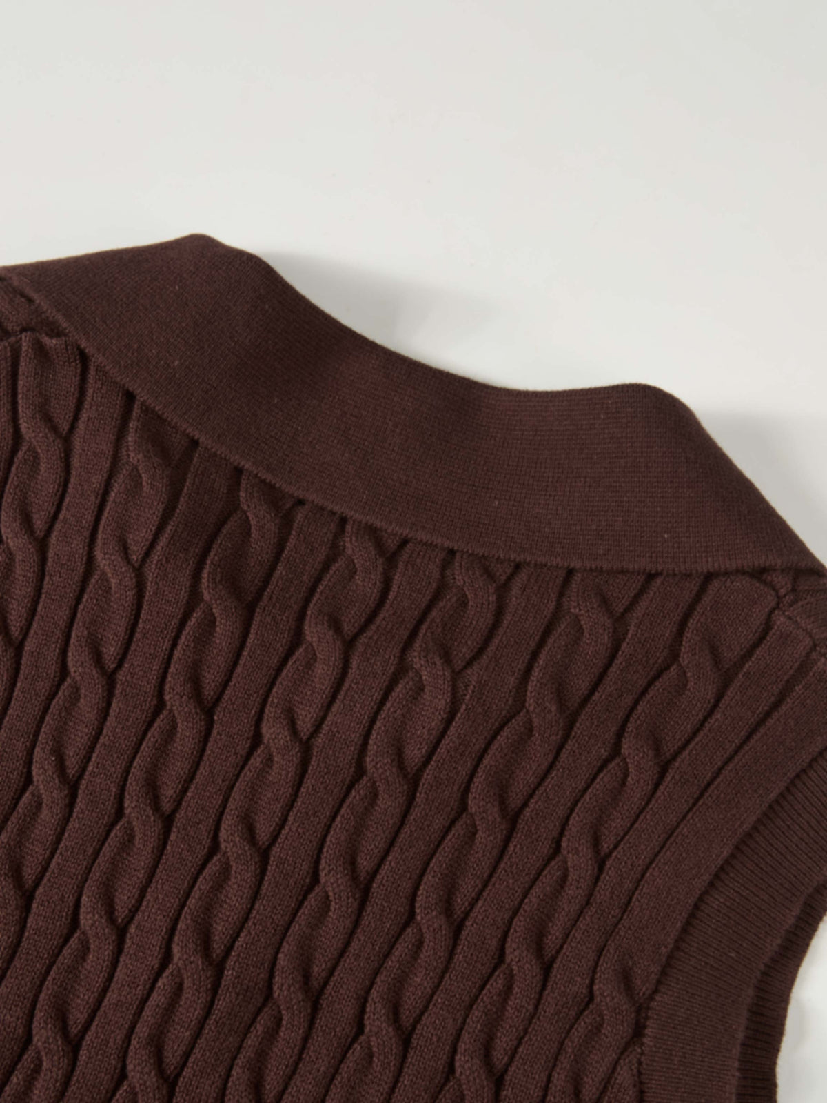 Cable Knit Vest - Brown