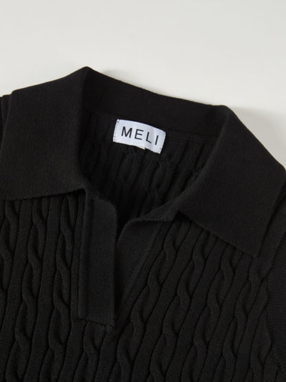 Cable Knit Vest - Black