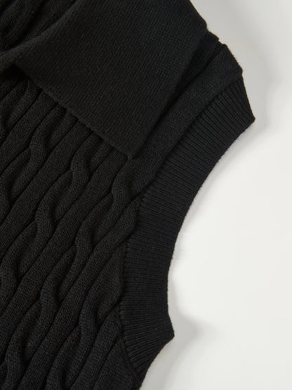 Cable Knit Vest - Black