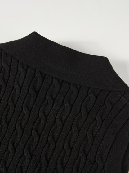 Cable Knit Vest - Black