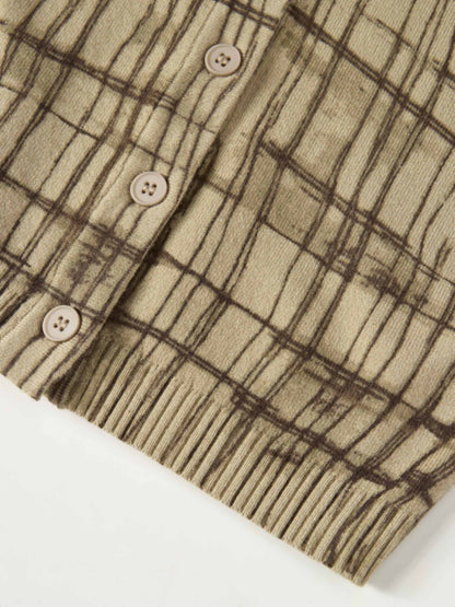 Printed Cardigan - Brown Sketch