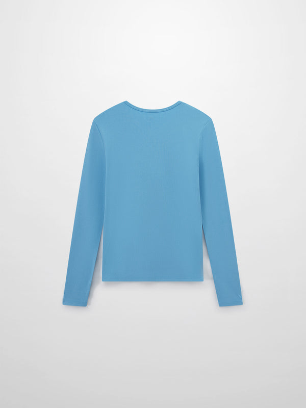 Soft Ribbed High V Tee-Sky Blue