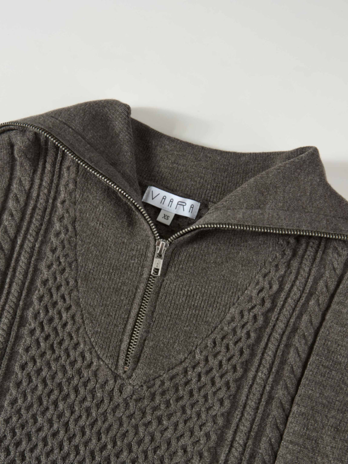 Half Zip Mixed Cable Sweater - Grey