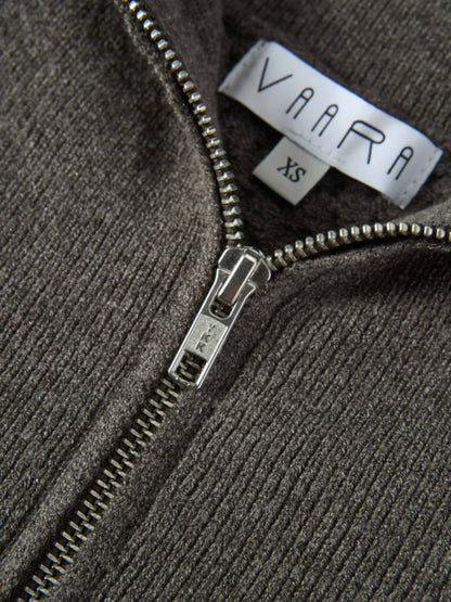 Half Zip Mixed Cable Sweater - Grey