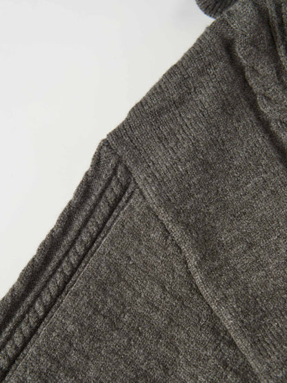Half Zip Mixed Cable Sweater - Grey