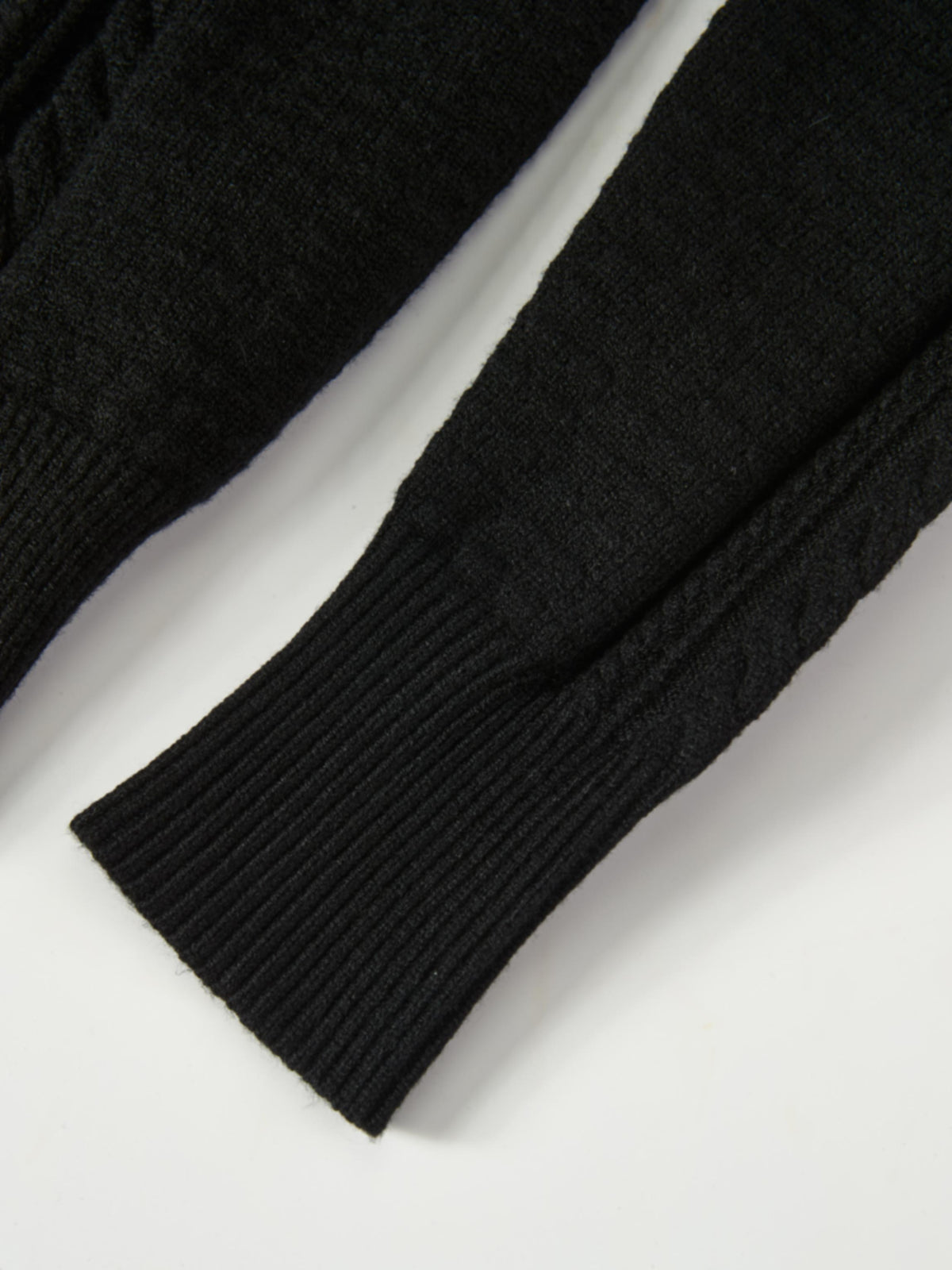 Half Zip Mixed Cable Sweater - Black