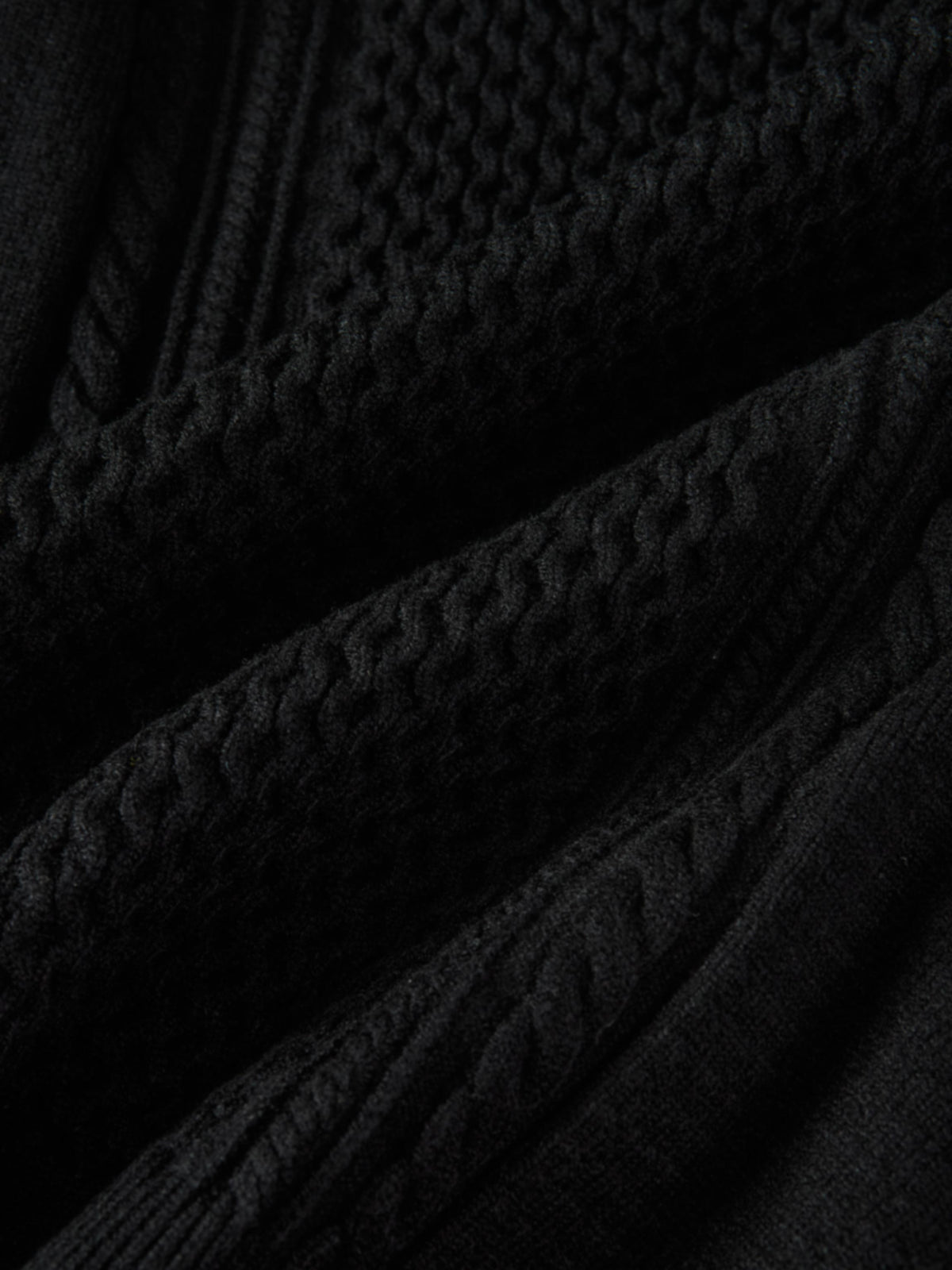 Half Zip Mixed Cable Sweater - Black