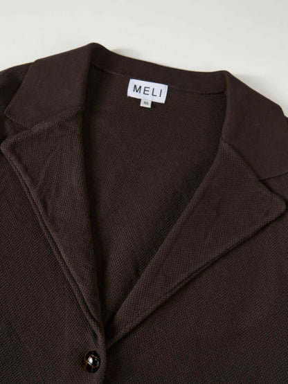 Knit Boxy Blazer - Brown