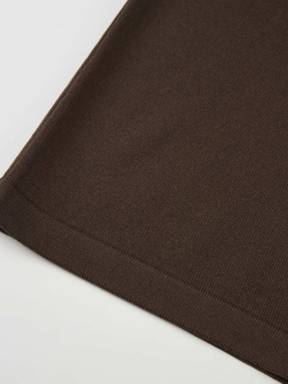 Sleeveless Crew Neck Silk Knit Top - Brown